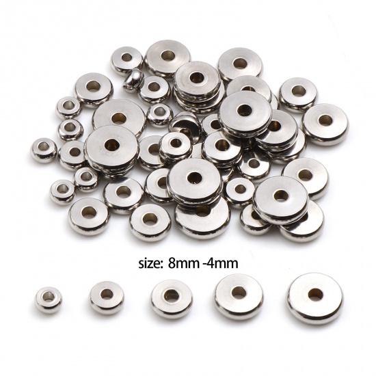Bild von Edelstahl Perlen Rund Silberfarbe 8mm D., Loch: ca. 2mm, 1 Box( 50 Stück/Box)