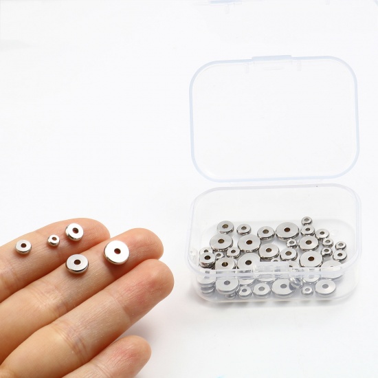 Bild von Edelstahl Perlen Rund Silberfarbe 8mm D., Loch: ca. 2mm, 1 Box( 50 Stück/Box)