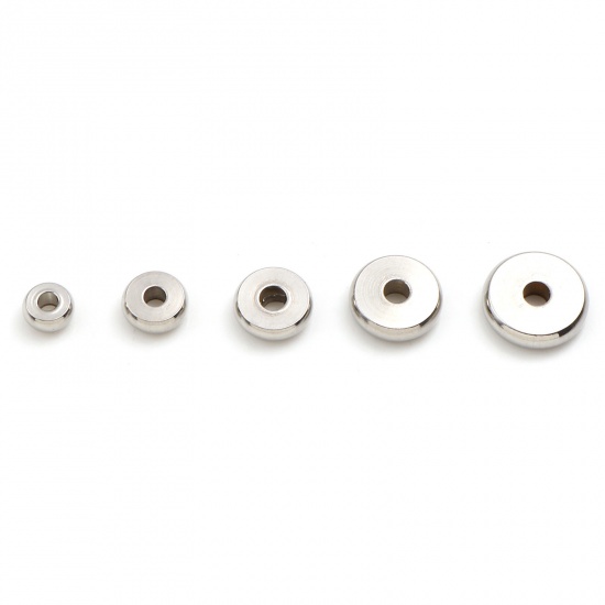 Bild von Edelstahl Perlen Rund Silberfarbe 8mm D., Loch: ca. 2mm, 1 Box( 50 Stück/Box)