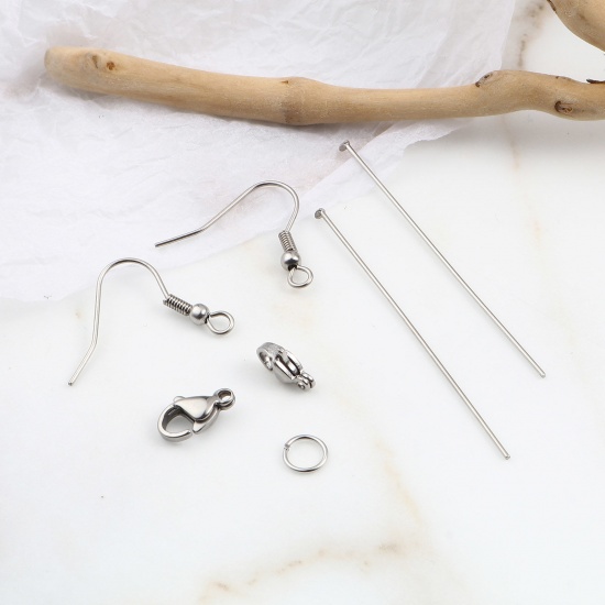 Immagine di Acciaio Inossidabile Risultati degli accessori dei gioielli Tono Argento 5mm Dia., 50mm x 2mm, 1 Scatola