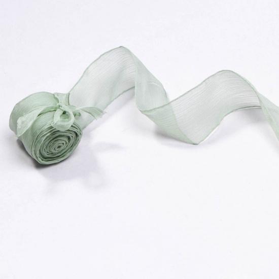 Picture of Polyester Satin Ribbon Light Green Bowknot 3.8cm, 1 Roll (Approx 5 Yards/Roll)