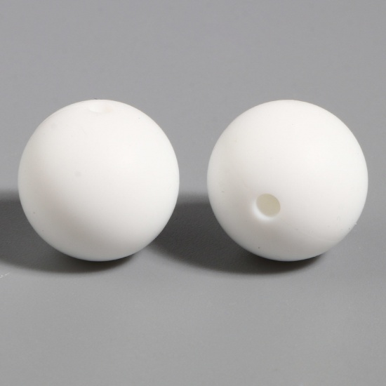 Image de Perles en Silicone Rond Blanc 15mm Dia, Taille de Trou: 2.5mm, 10 Pcs