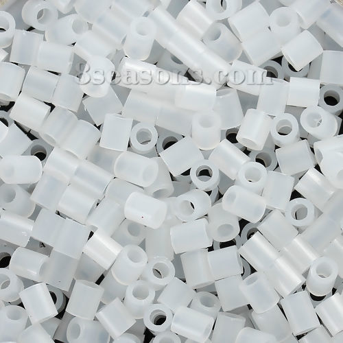 Picture of EVA DIY Fuse Beads For Great Kids Fun, Craft Toy Beads Cylinder White Translucent 5mm( 2/8") x 5mm( 2/8") , 1000 PCs