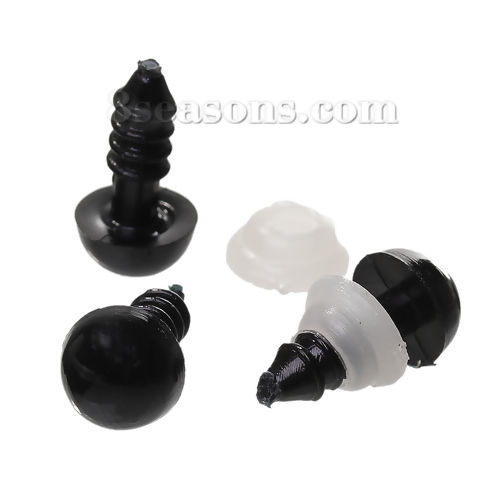 Picture of Plastic Eyes For Toy Doll Making Black 15mm x7mm( 5/8" x 2/8") 8mm x3mm( 3/8" x 1/8"), 200 Sets(100 Pairs)