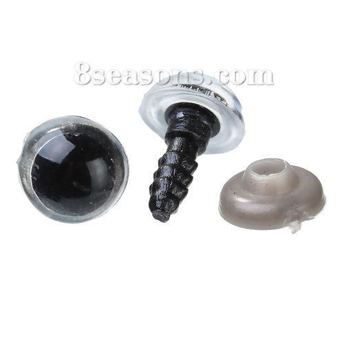 Picture of Plastic Eyes For Toy Doll Making Black & Transparent 14mm x9mm( 4/8" x 3/8") 9mm x4mm( 3/8" x 1/8"), 100 Sets( 50 Pairs)