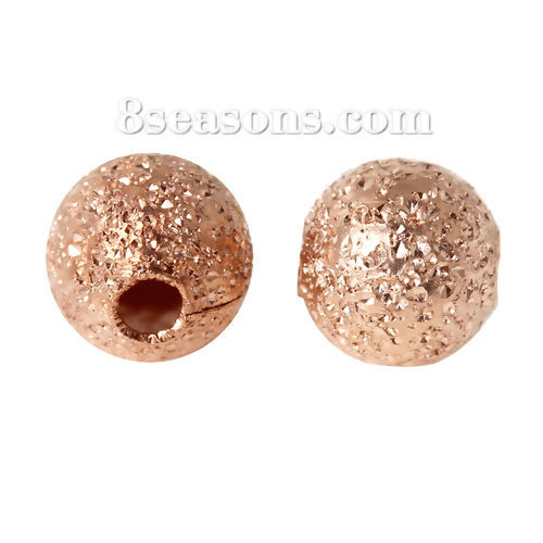 Picture of Brass Spacer Beads Round Rose Gold Sparkledust About 4mm( 1/8") Dia, Hole: Approx 1.2mm, 100 PCs                                                                                                                                                              
