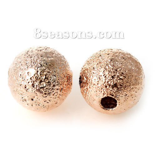 Picture of Brass Spacer Beads Round Rose Gold Sparkledust About 6mm( 2/8") Dia, Hole: Approx 1.5mm, 100 PCs