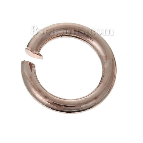 Picture of 0.7mm Brass Open Jump Rings Findings Round Rose Gold 3mm Dia., 1000 PCs