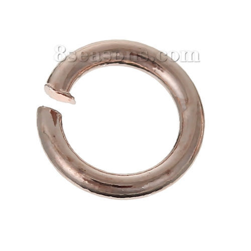 Picture of 0.8mm Brass Open Jump Rings Findings Round Rose Gold 5mm Dia., 300 PCs                                                                                                                                                                                        