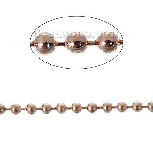 Immagine di Ottone Catena Flessibile a Pallini Accessori Rose Gold 2mm Dia, 5 M