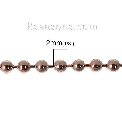 Immagine di Ottone Catena Flessibile a Pallini Accessori Rose Gold 2mm Dia, 5 M