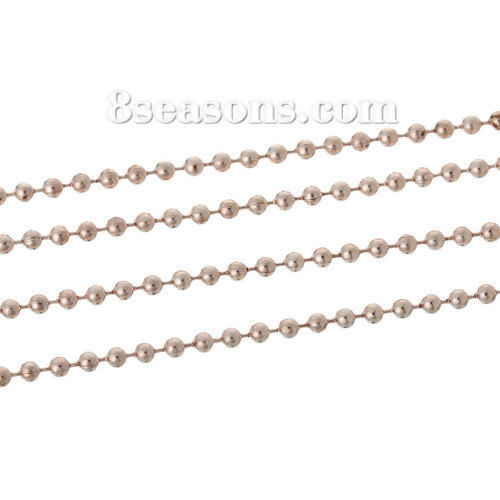 Immagine di Ottone Catena Flessibile a Pallini Accessori Rose Gold 2mm Dia, 5 M