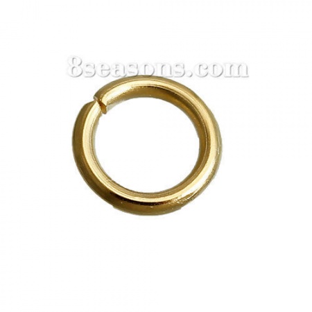 Picture of 50 PCs 5mm Dia., 0.8mm(20 gauge) Stainless Steel Open Jump Rings Findings For Jewelry Making Gold Plated Round