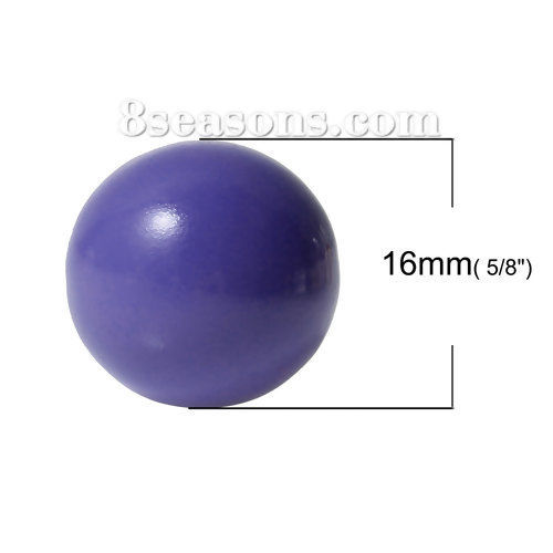 Picture of Copper Harmony Chime Ball Fit Mexican Angel Caller Bola Wish Box Pendants (No Hole) Round Purple Painting About 16mm( 5/8") Dia, 1 Piece