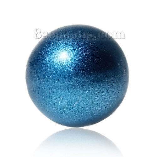 Image de Perle de l'Harmonie Sans Trou pour Pendentif Bola de Grossesse en Cuivre Rond Bleu Laqué 16mm Dia, 1 Pièce