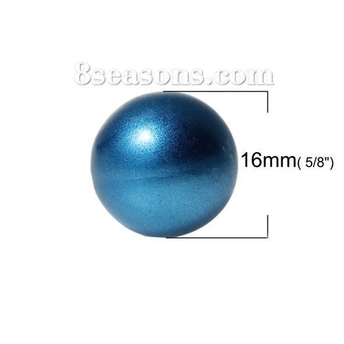 Picture of Copper Harmony Chime Ball Fit Mexican Angel Caller Bola Wish Box Pendants (No Hole) Round Metallic Blue Painting About 16mm( 5/8") Dia, 1 Piece