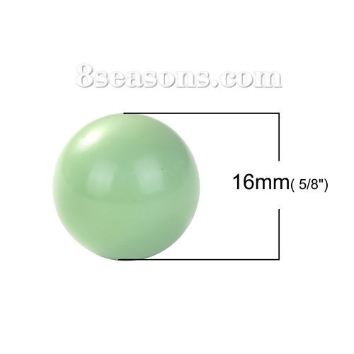 Picture of Copper Harmony Chime Ball Fit Mexican Angel Caller Bola Wish Box Pendants (No Hole) Round Light Green Painting About 16mm( 5/8") Dia, 1 Piece