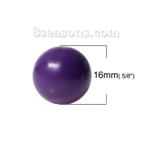 Picture of Copper Harmony Chime Ball Fit Mexican Angel Caller Bola Wish Box Pendants (No Hole) Round Dark Purple Painting About 16mm( 5/8") Dia, 1 Piece