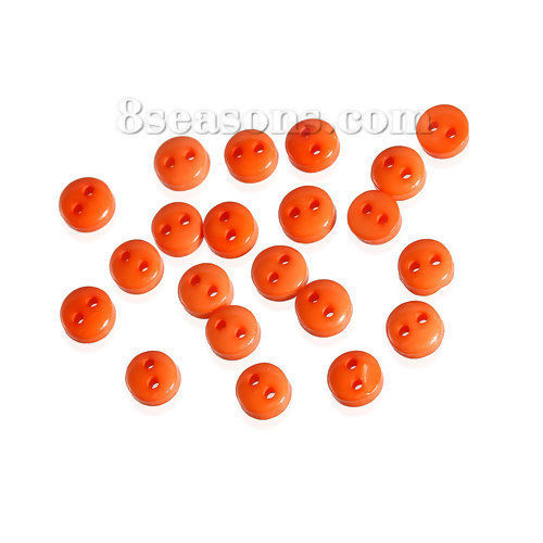 Picture of Resin Sewing Scrapbooking Buttons Round Orange-red 2 Holes 6mm( 2/8") Dia, 200 PCs