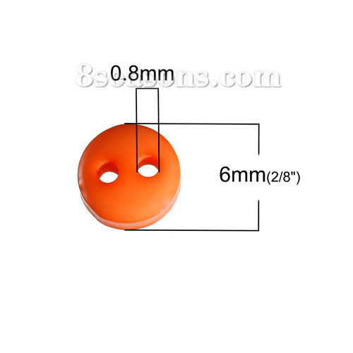 Picture of Resin Sewing Scrapbooking Buttons Round Orange-red 2 Holes 6mm( 2/8") Dia, 200 PCs
