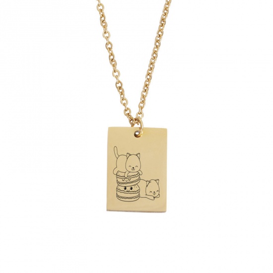 Picture of Stainless Steel Necklace Gold Plated Rectangle Animal 45cm(17 6/8") long, 1 Piece