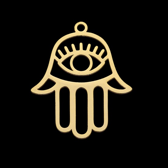 Imagen de Acero Inoxidable Religión Colgantes Charms Palma Chapado en Oro Ojo 28mm x 23mm, 1 Unidad