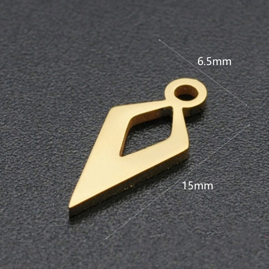 Picture of Stainless Steel Charms Geometric Gold Plated 15mm x 6.5mm, 1 Piece