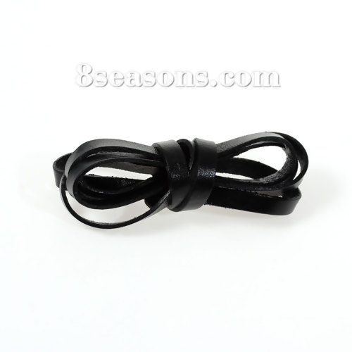 Picture of Cowhide Leather Jewelry Cord Rope Black 6mm( 2/8"), 2 Yards