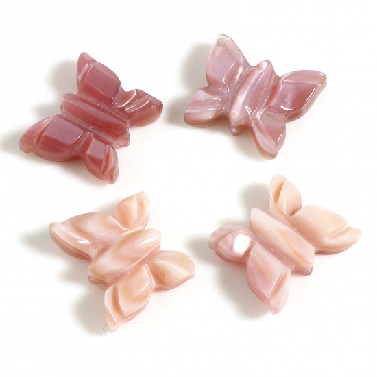 Picture of Insect Natural Shell Loose Beads Butterfly Animal Pale Lilac About 11mm x 9mm, Hole:Approx 0.8mm, 1 Piece
