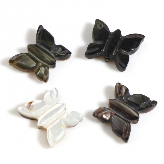 Picture of Insect Natural Shell Loose Beads Butterfly Animal Taupe Gray About 11mm x 9mm, Hole:Approx 0.8mm, 1 Piece