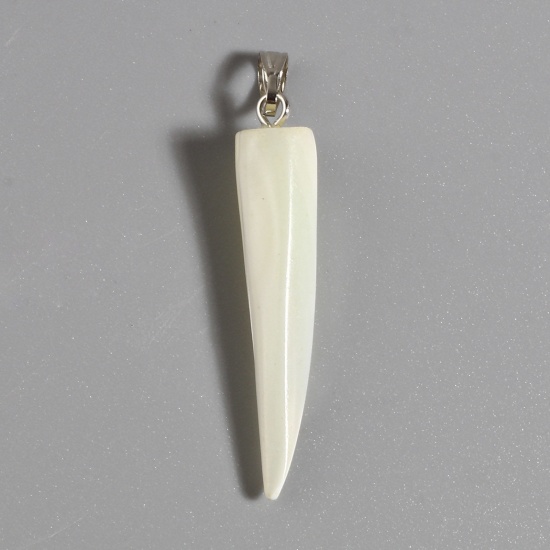 Picture of Natural Shell Pendants Horn-shaped Creamy-White 45mm x 7mm, 5 PCs