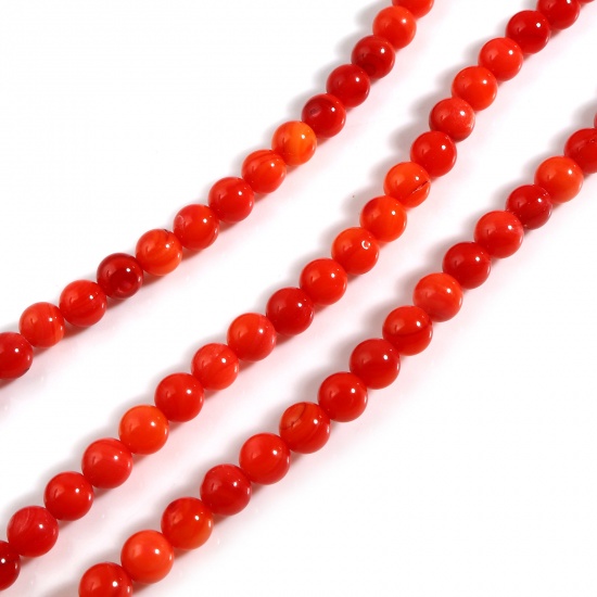 Picture of Natural Shell Loose Beads Round Dark Red Dyed About 6mm Dia, Hole:Approx 1mm, 38cm(15") - 37.5cm(14 6/8") long, 1 Strand (Approx 59 PCs/Strand)
