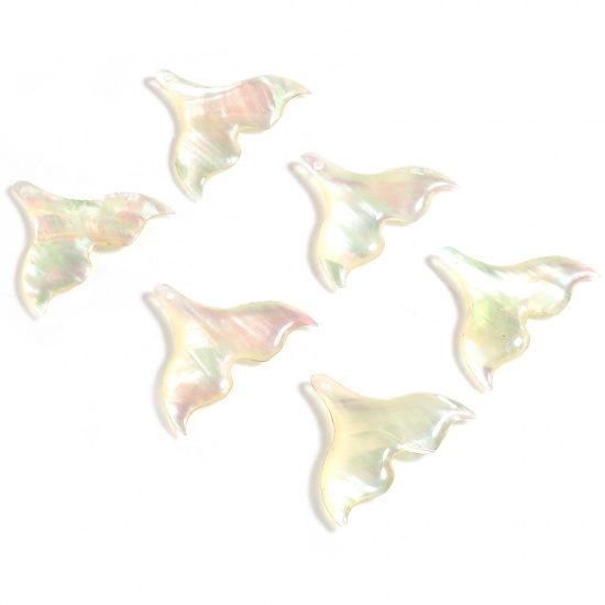 Picture of Natural Shell Charms Fishtail Pale Yellow 25mm x 19mm, 2 PCs