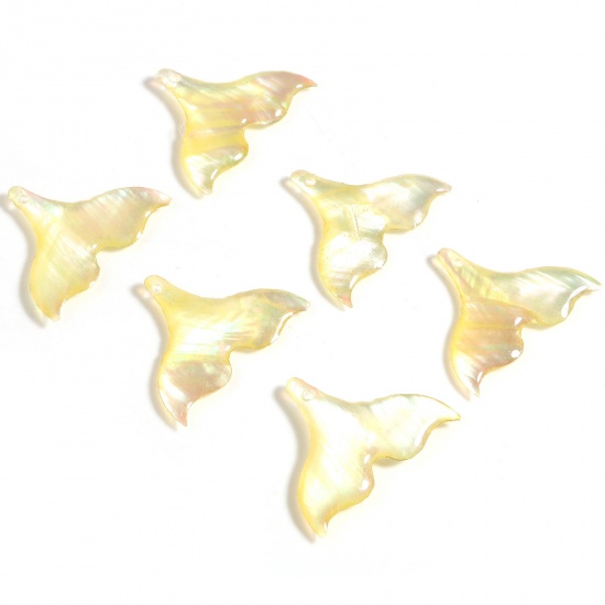 Picture of Natural Shell Charms Fishtail Yellow 25mm x 19mm, 2 PCs