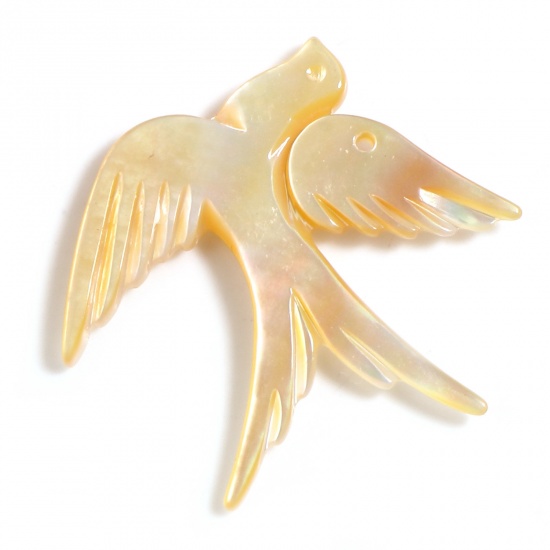 Picture of Natural Shell Religious Charms Pigeon Animal Yellow 29mm x 29mm - 27mm x 27mm, 1 Piece