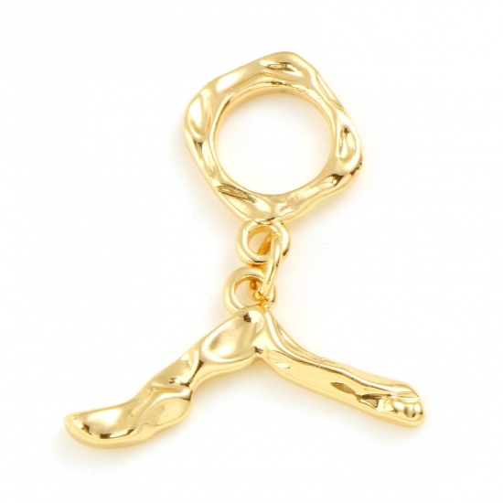 Picture of Brass Toggle Clasps 18K Real Gold Plated Geometric 32mm x 25mm, 1 Piece                                                                                                                                                                                       