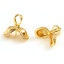 Immagine di Ottone Micro Intarsio Connettore Ciondolo Perla Bail Pin Cap 18K Vero Oro Placcato Foglia Spessore dell'ago: 0.8mm, Trasparente Strass 17mm x 16mm, 1 Pz