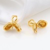 Immagine di Ottone Micro Intarsio Connettore Ciondolo Perla Bail Pin Cap 18K Vero Oro Placcato Foglia Spessore dell'ago: 0.8mm, Trasparente Strass 17mm x 16mm, 1 Pz