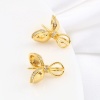 Immagine di Ottone Micro Intarsio Connettore Ciondolo Perla Bail Pin Cap 18K Vero Oro Placcato Foglia Spessore dell'ago: 0.8mm, Trasparente Strass 17mm x 16mm, 1 Pz