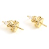 Immagine di Ottone Micro Intarsio Connettore Ciondolo Perla Bail Pin Cap 18K Vero Oro Placcato Corona Spessore dell'ago: 0.9mm, Trasparente Strass 15mm x 8mm, 1 Pz
