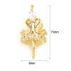 Immagine di Ottone Micro Intarsio Connettore Ciondolo Perla Bail Pin Cap 18K Vero Oro Placcato Corona Spessore dell'ago: 0.9mm, Trasparente Strass 15mm x 8mm, 1 Pz