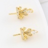Immagine di Ottone Micro Intarsio Connettore Ciondolo Perla Bail Pin Cap 18K Vero Oro Placcato Corona Spessore dell'ago: 0.9mm, Trasparente Strass 15mm x 8mm, 1 Pz
