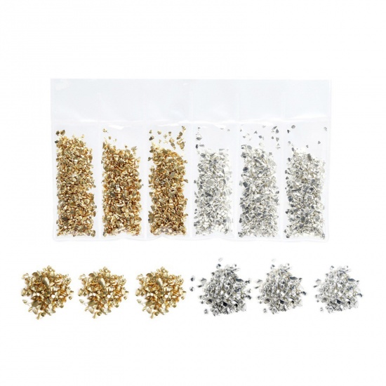 Picture of Glass Resin Jewelry Craft Filling Material Golden & Silver Color 3mm - 1mm, 1 Packet