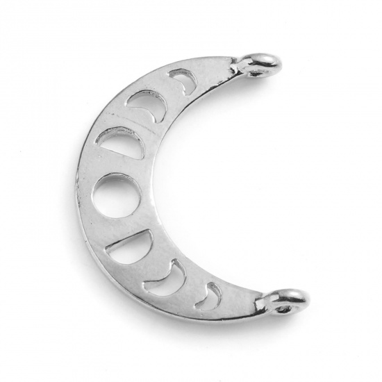 Image de Connecteurs Galaxie en Alliage de Zinc Éclipse de Lune Argent Mat Lune 24mm x 19mm, 10 Pcs