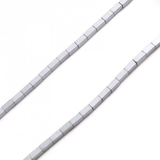 Image de (Classement B) Perles en Hématite （ Naturel ） Rectangle Gris Mat 4mm x 2mm, Trou: env. 1mm, 40.5cm long, 1 Enfilade (Env. 96 Pcs/Enfilade)