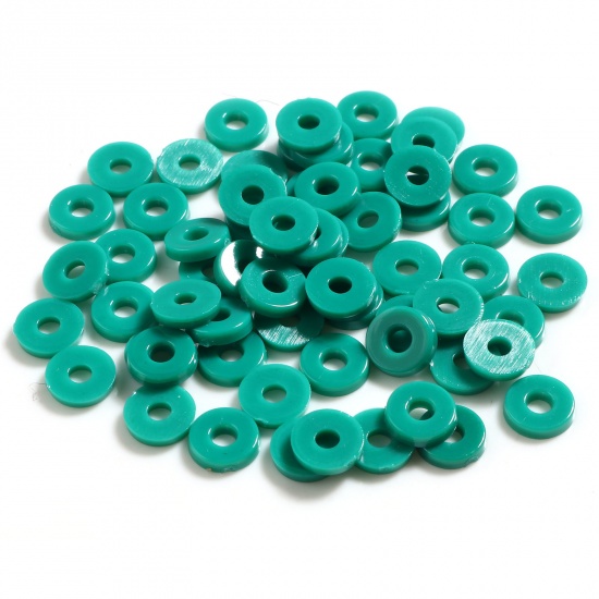 Picture of Plastic Heishi Beads Round Dark Green About 6mm Dia., Hole: Approx 2.1mm, 5000 PCs