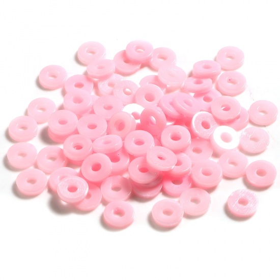Picture of Plastic Heishi Beads Round Peach Pink About 6mm Dia., Hole: Approx 2.1mm, 5000 PCs