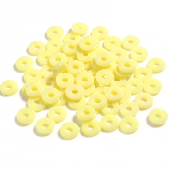 Picture of Plastic Heishi Beads Round Yellow About 6mm Dia., Hole: Approx 2.1mm, 5000 PCs
