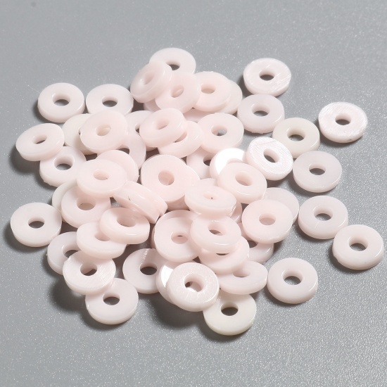 Picture of Plastic Heishi Beads Round Light Pink About 6mm Dia., Hole: Approx 2.1mm, 5000 PCs