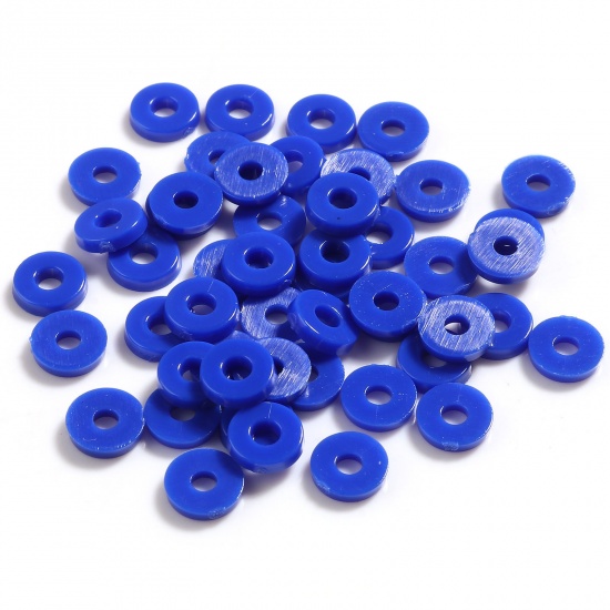 Picture of Plastic Heishi Beads Round Dark Blue About 6mm Dia., Hole: Approx 2.1mm, 5000 PCs
